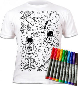 Tricou de colorat cu markere lavabile - Cosmos