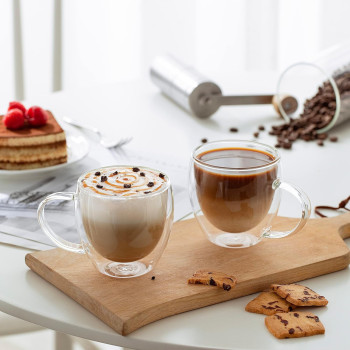 Set 2 căni termorezistente cu pereți dubli din sticlă