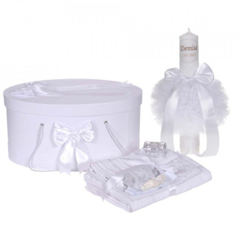 Trusou de botez complet, cu lumânare personalizată